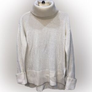 FILORO Cleary Women's Oversized 2-Ply 100% Cashmere Turtleneck XS in Cream